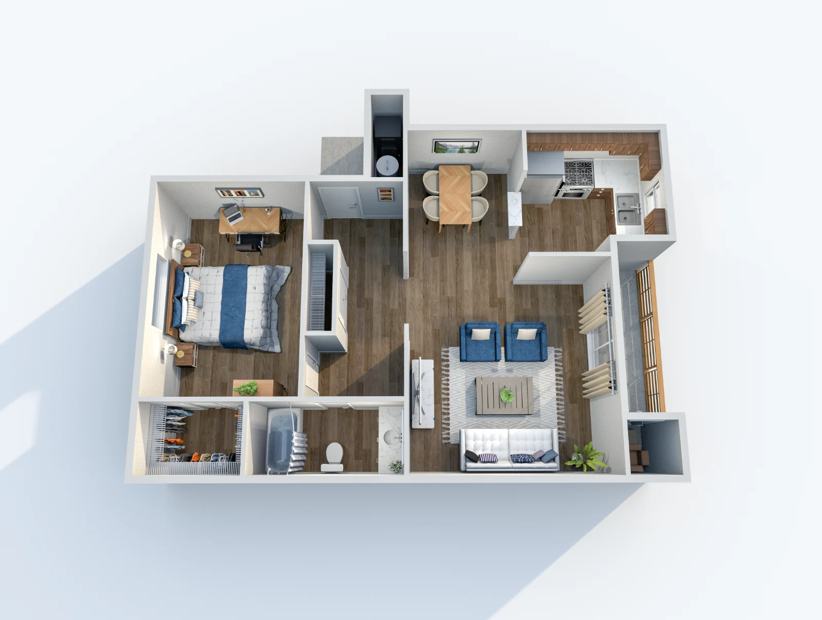 Shore House — floor plan, Plan A1 · 1 bed · 1 bath · 710 sq ft
