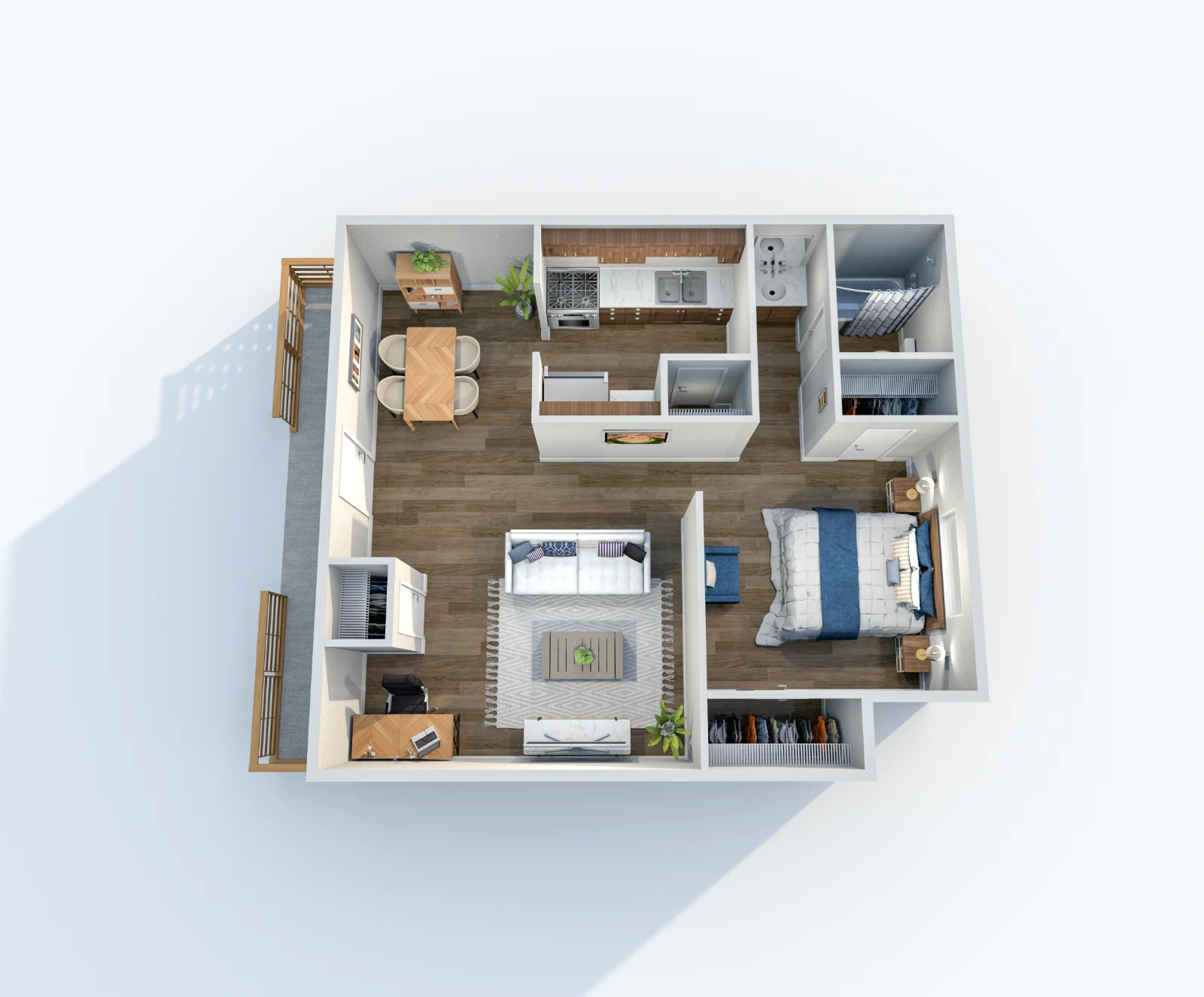 Shore House — floor plan, Plan E2 · Studio · 1 bath · 569 sq ft